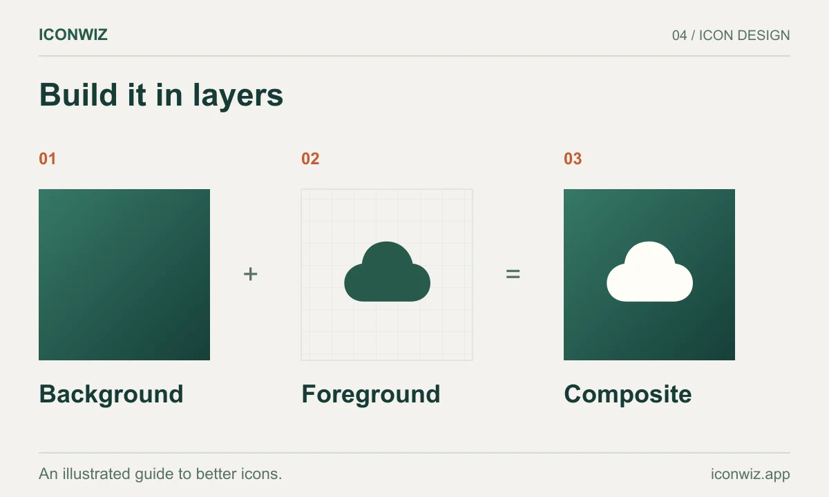 Separate background and foreground shapes combined into one icon